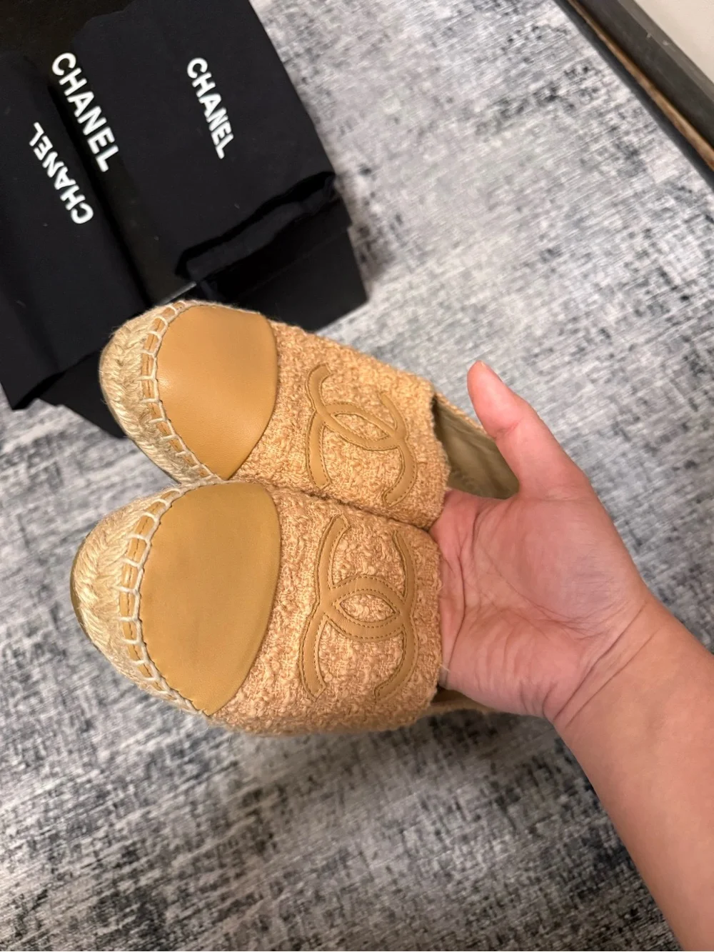 Chanel Tan Tweed Espadrilles - Women's size 38